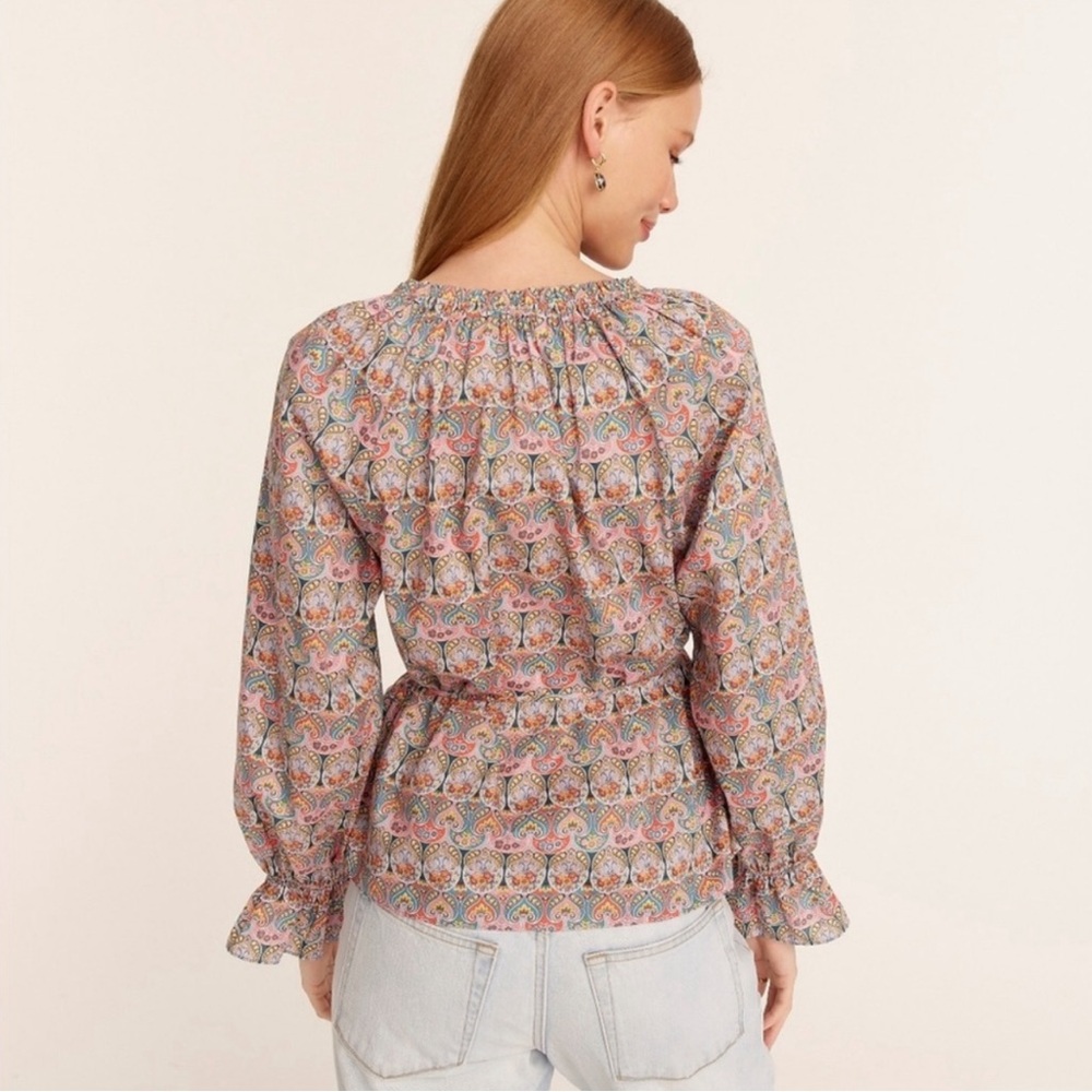 J. Crew Tie-Waist Organic Cotton Top in Liberty Giorgia Duke - Picture 2 of 10
